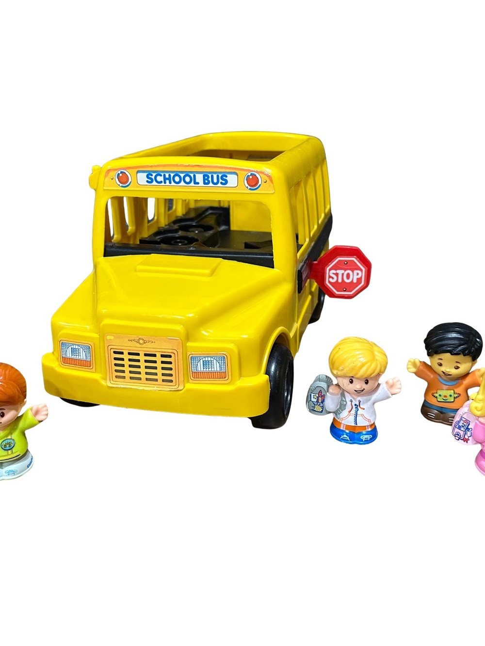 Vintage Fisher Price Little People School Bus 4 Figures